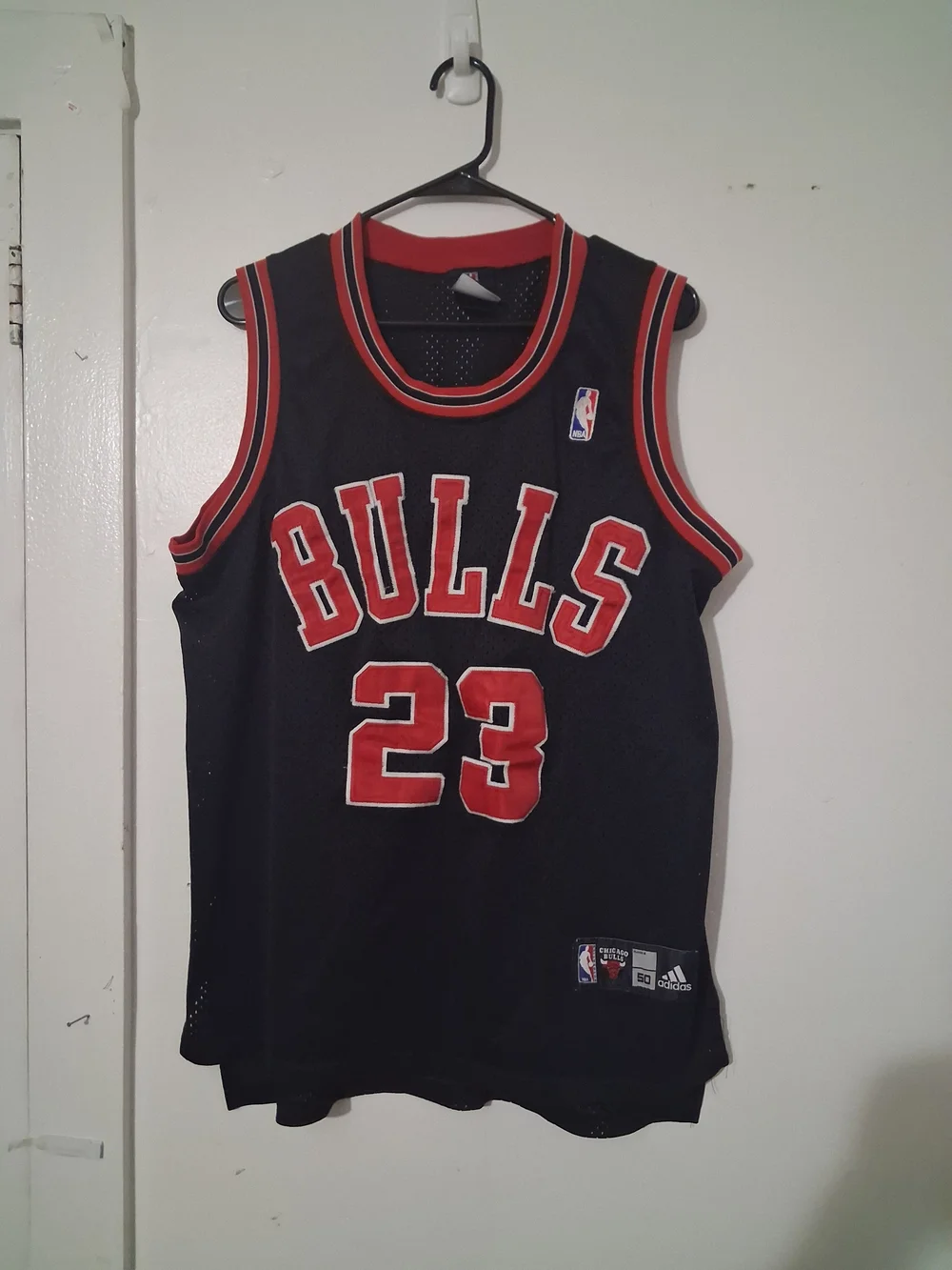 Vintage Adidas Michael Jordan Chicago Bulls #23 Black Pinstripe Swingman Jersey